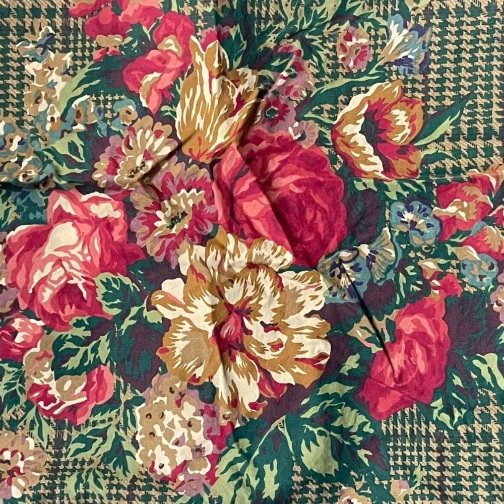 Vintage Ralph Lauren Euro Sham Catherine Dark Deadstock Floral Houndstooth 26in